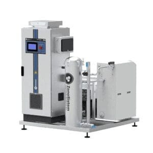 Compact glycol-cooled ozone generator with high ozone concentration, air compressor and integrated oxygen concentrator.