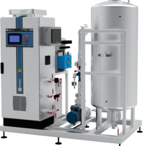 Compact air-cooled ozone generator with high ozone concentration, air compressor and integrated oxygen concentrator.