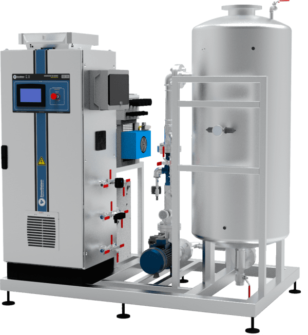 Compact air-cooled ozone generator with high ozone concentration, air compressor and integrated oxygen concentrator.