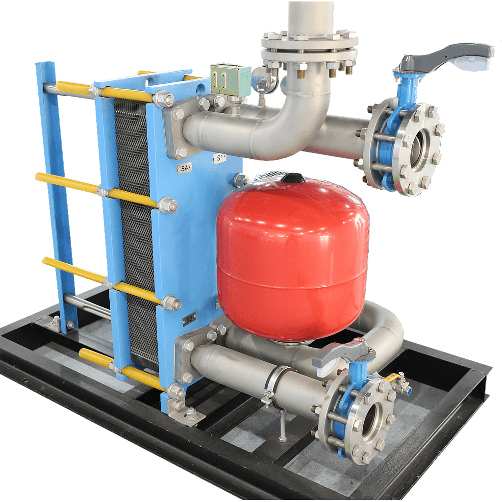 Heat exchanger cooling system for ozone generators up to 13 kgO3/h.