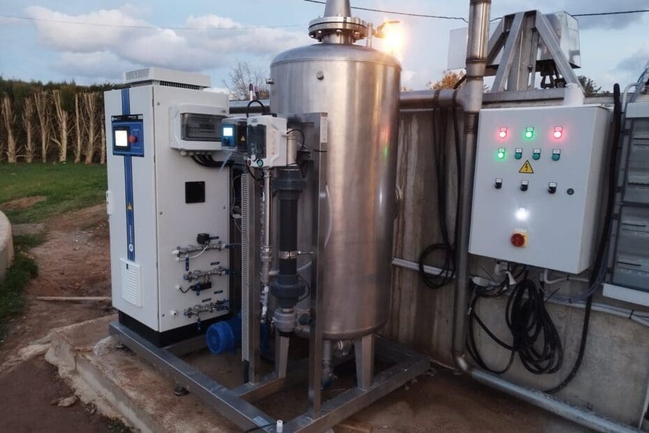 Ozonation involves injecting ozone (O₃) — a highly powerful oxidizing gas for wine wastewater