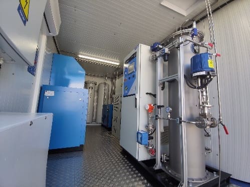 containerized ozone system industrial installation and ozone generator inside shipping container