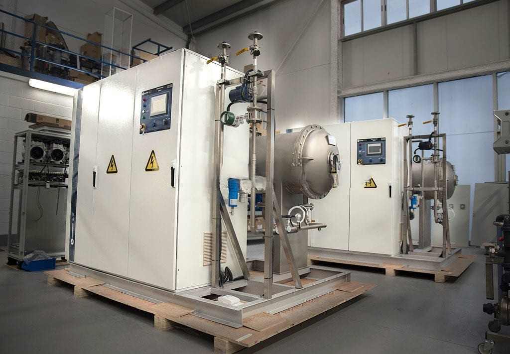 Water treatment plant with ozonation equipment and activated carbon filters